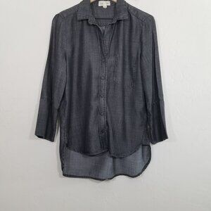 Cloth & Stone Chambray High Low Button Up Shirt Gray Size S